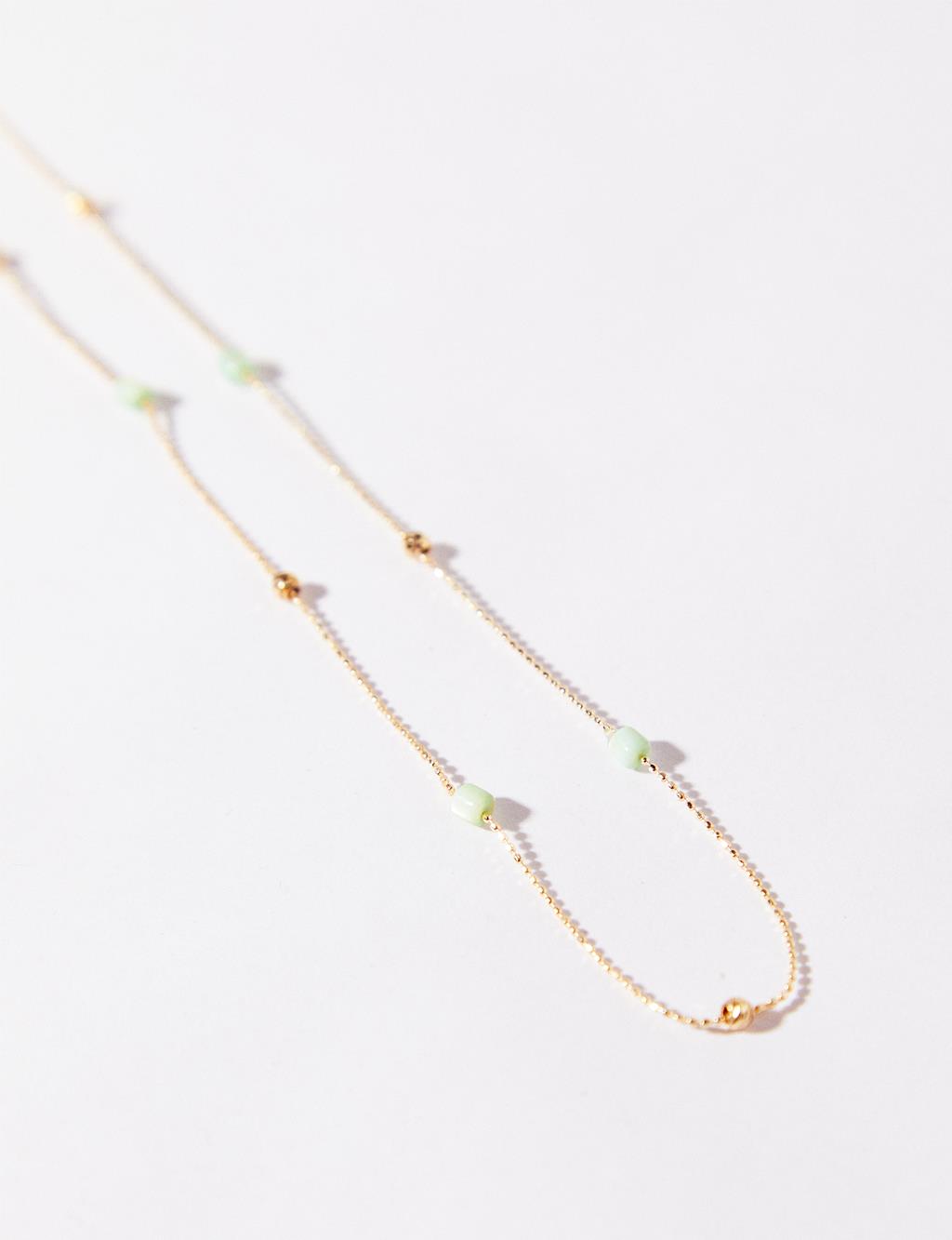 Boncuk Detaylı Dorika Kolye Mavi