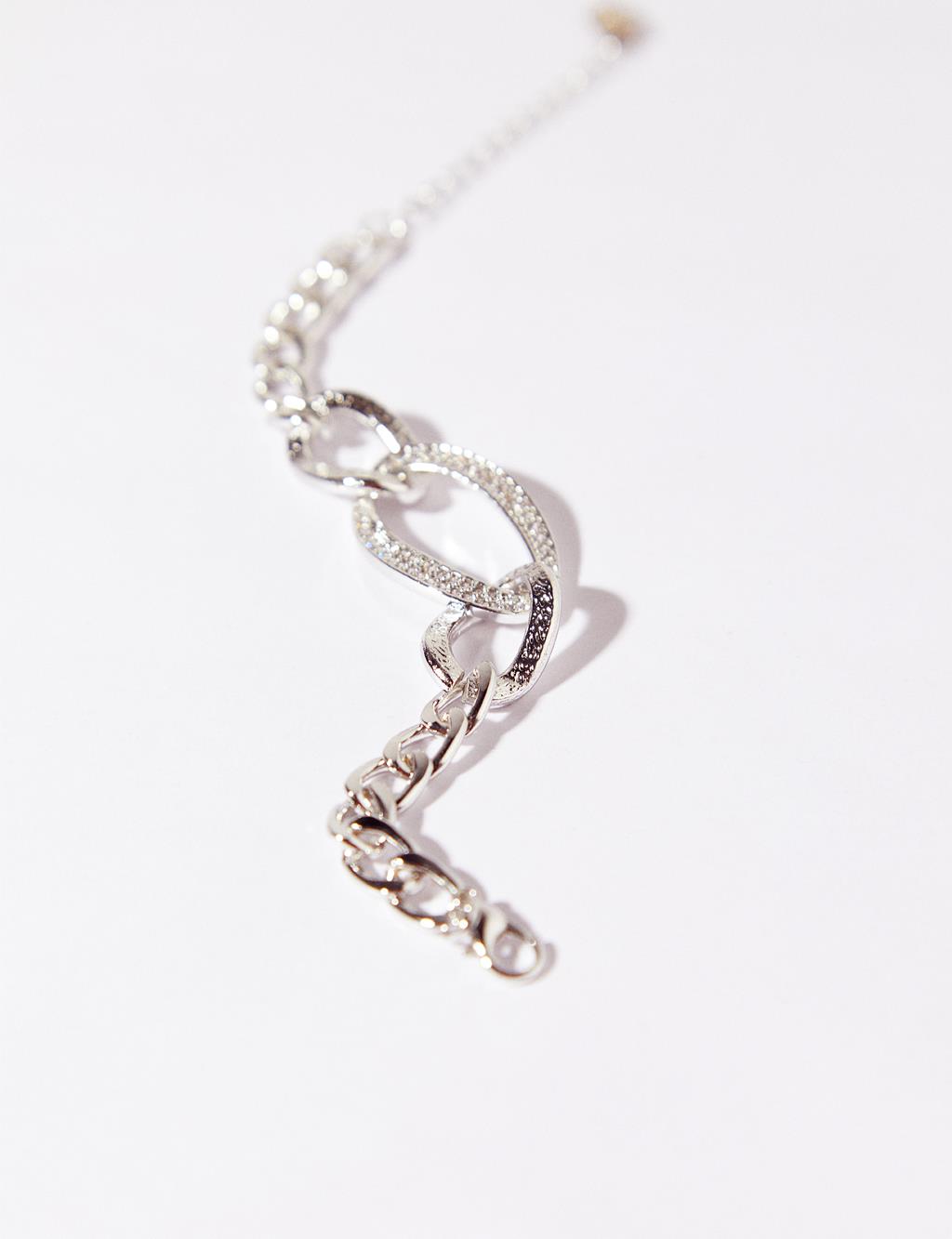 Zircon Stone Chain Bracelet Silver