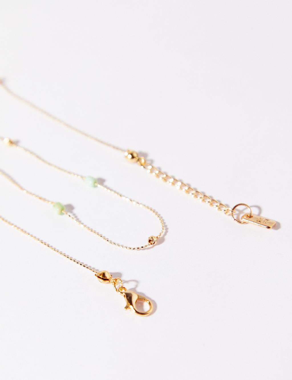 Boncuk Detaylı Dorika Kolye Mavi