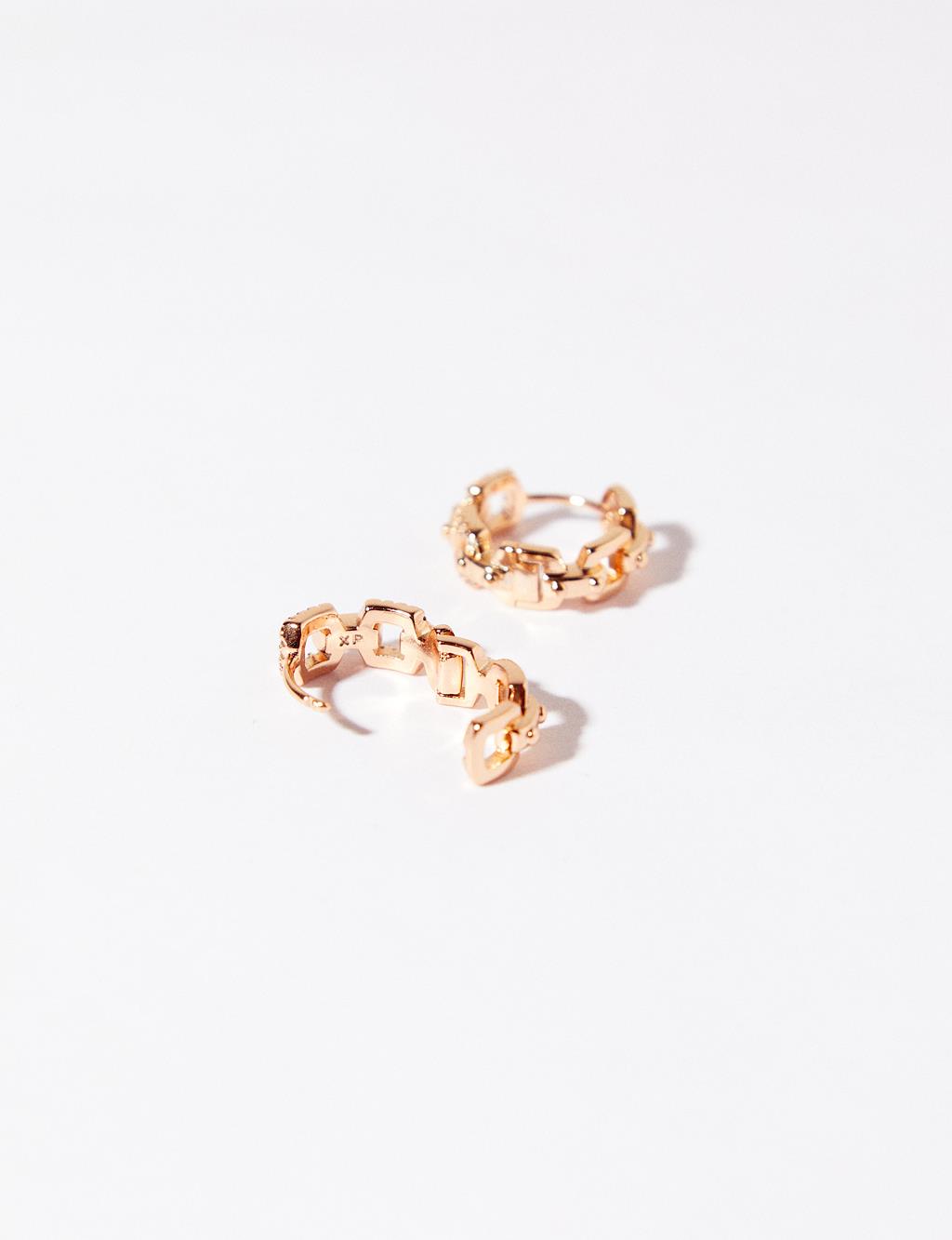 Chain Shaped Hoop Earrings Gold