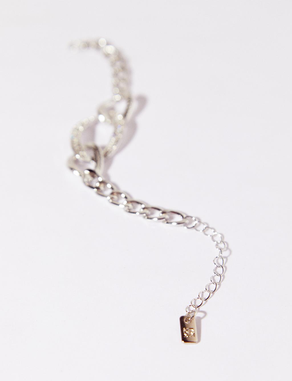 Zircon Stone Chain Bracelet Silver
