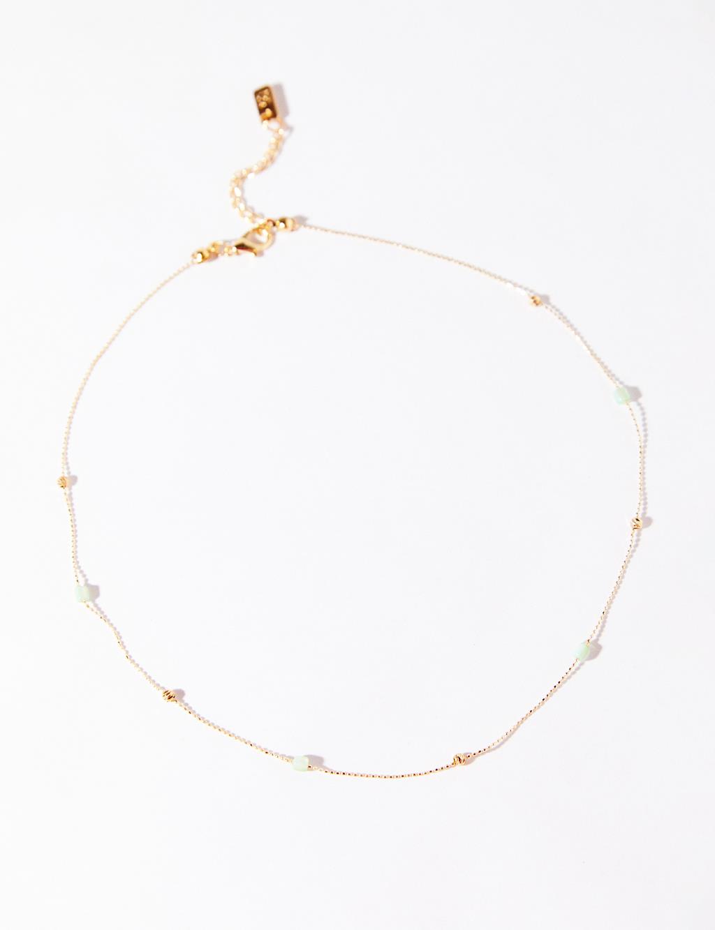 Boncuk Detaylı Dorika Kolye Mavi