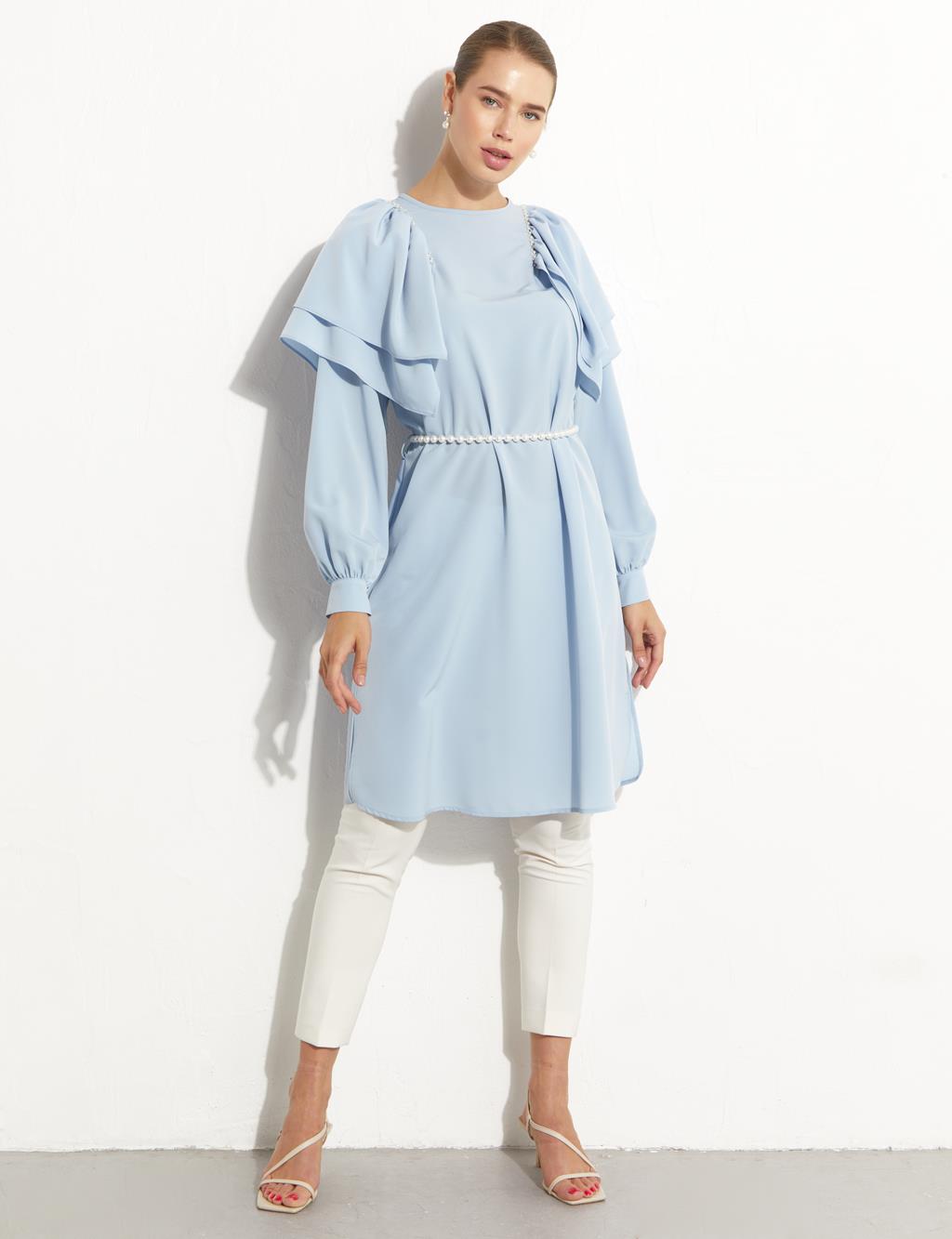 Frilled Tunic Sky Blue