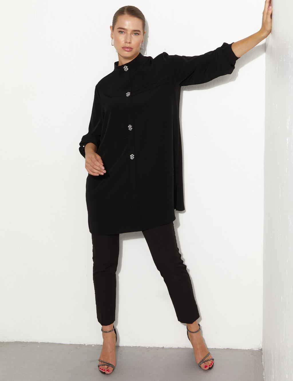 Stone-Buttoned Tunic Black