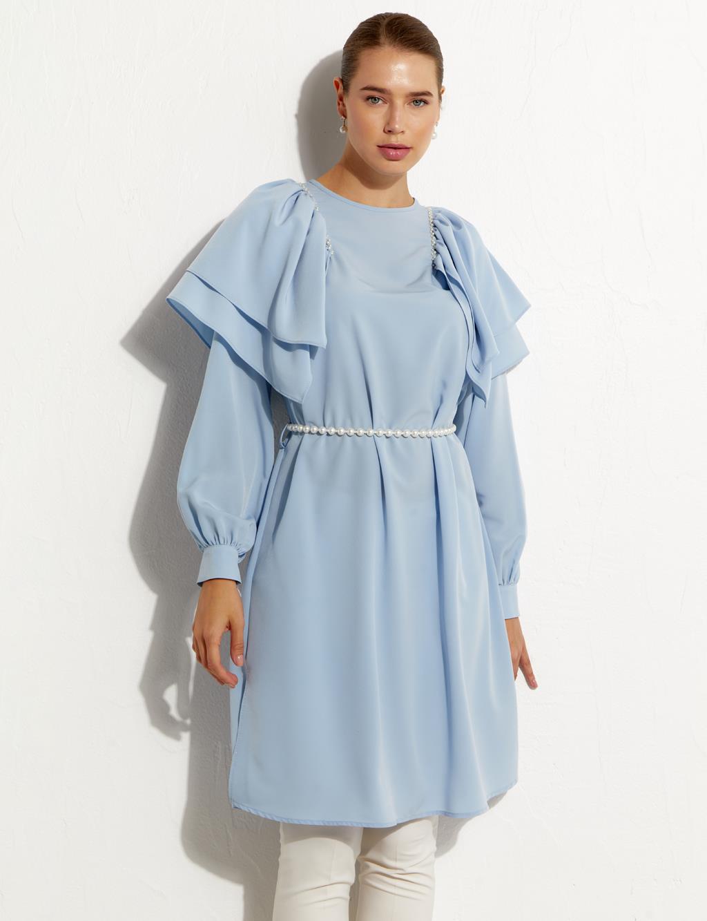 Frilled Tunic Sky Blue