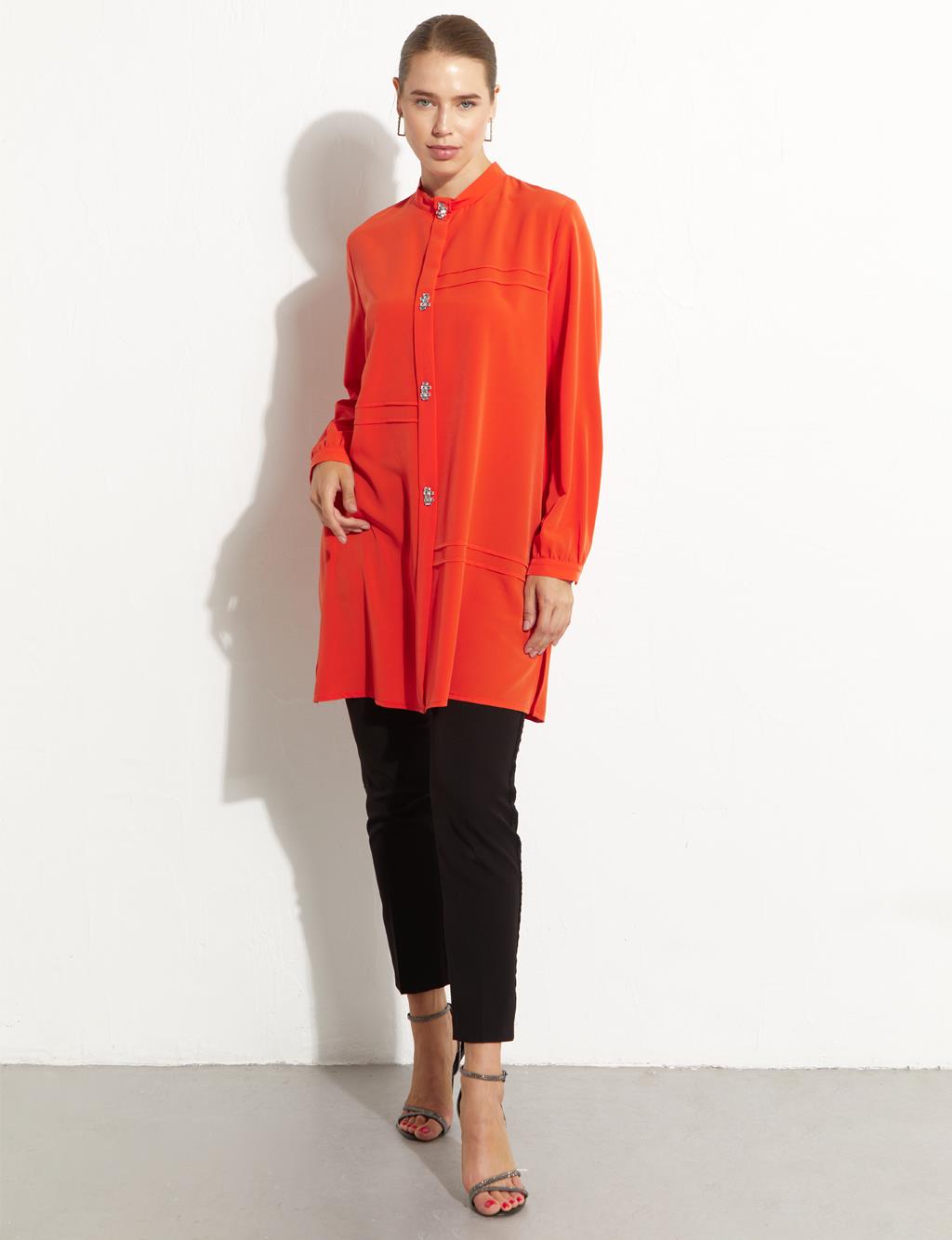 Stone-Buttoned Tunic Coral