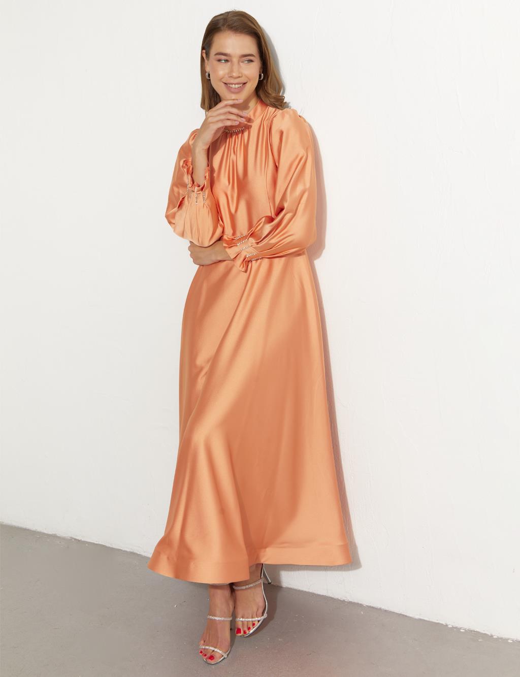 Satin Maxi Dress Peach