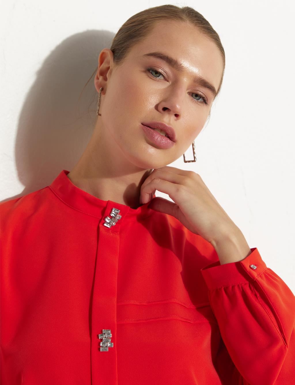 Stone-Buttoned Tunic Coral