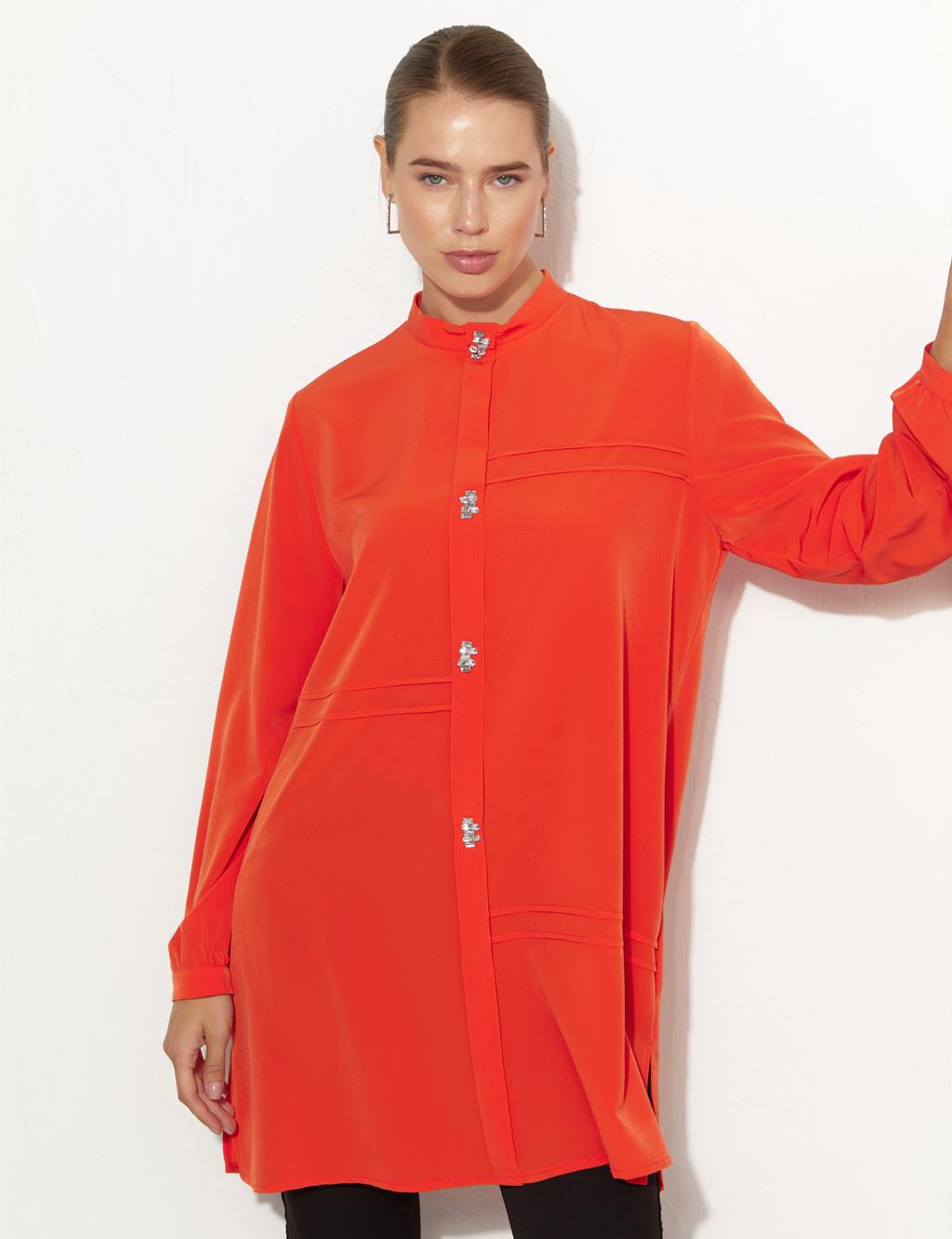 Stone-Buttoned Tunic Coral