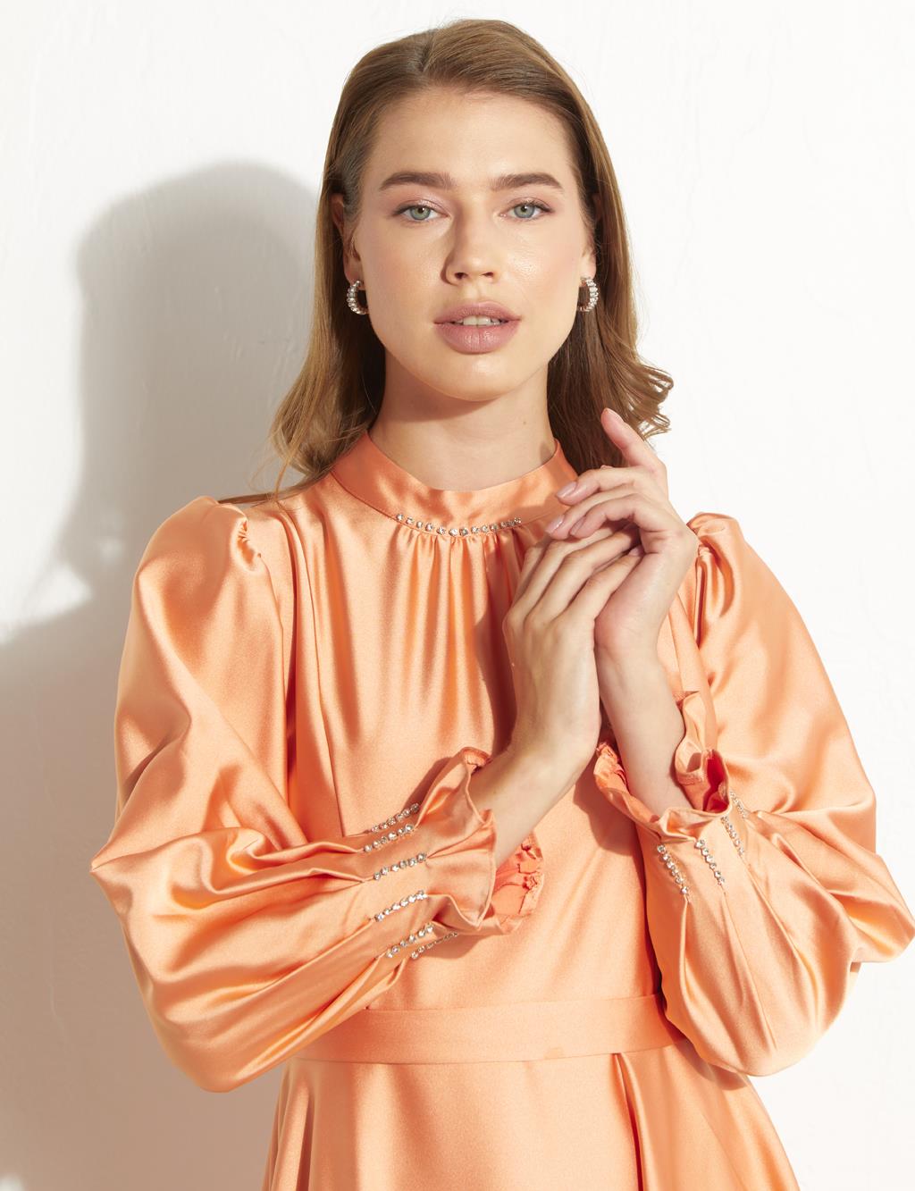 Satin Maxi Dress Peach