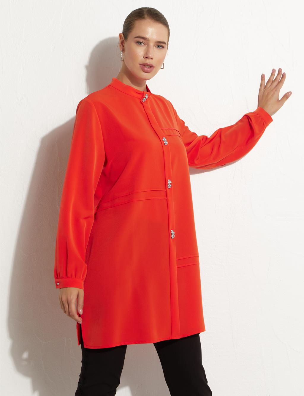 Stone-Buttoned Tunic Coral