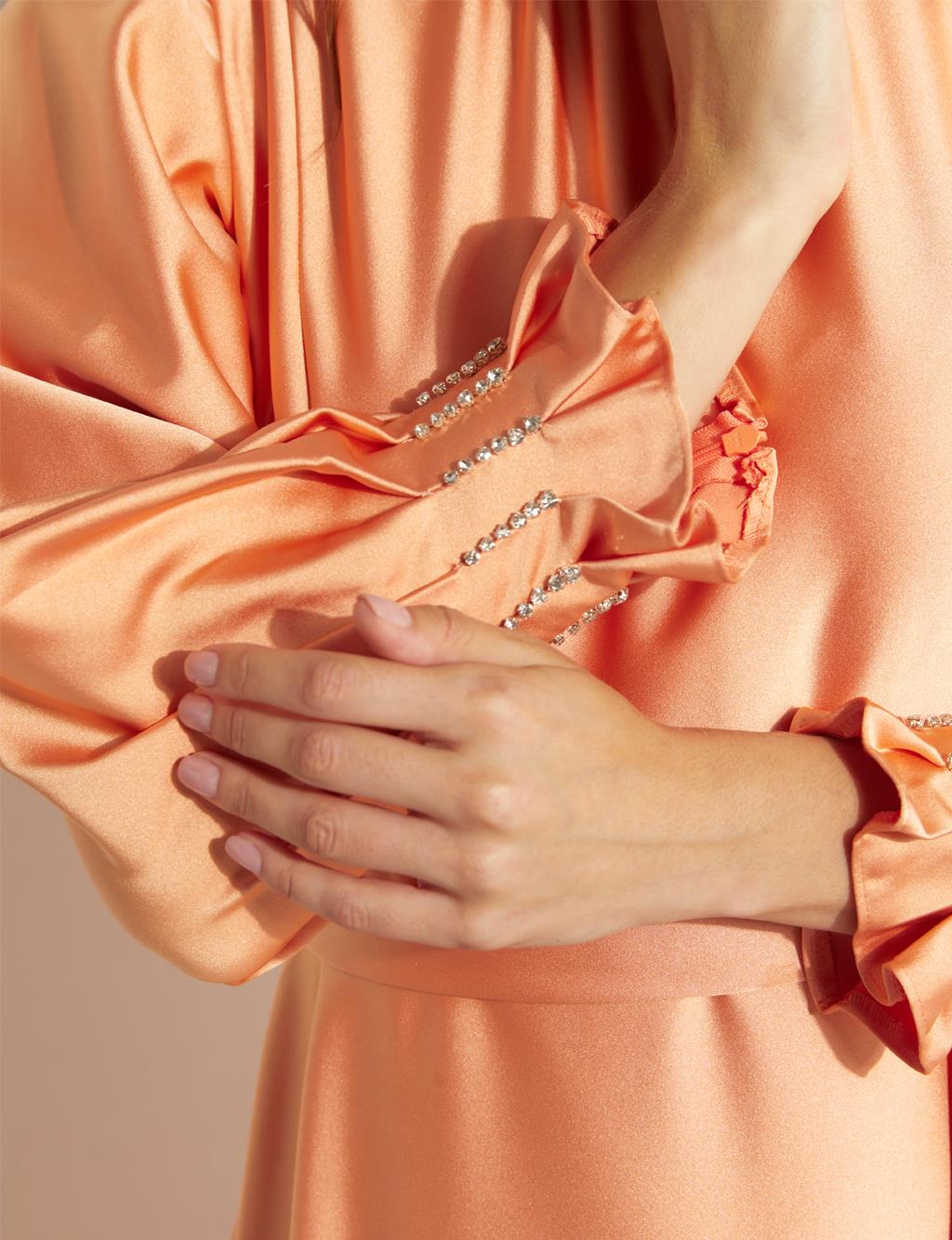 Satin Maxi Dress Peach