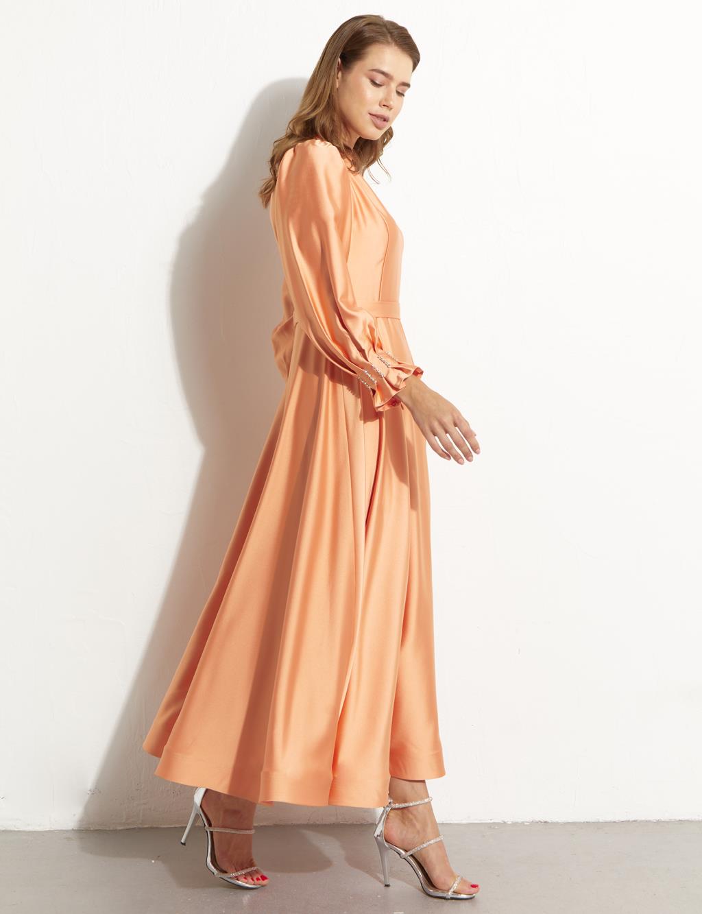 Satin Maxi Dress Peach