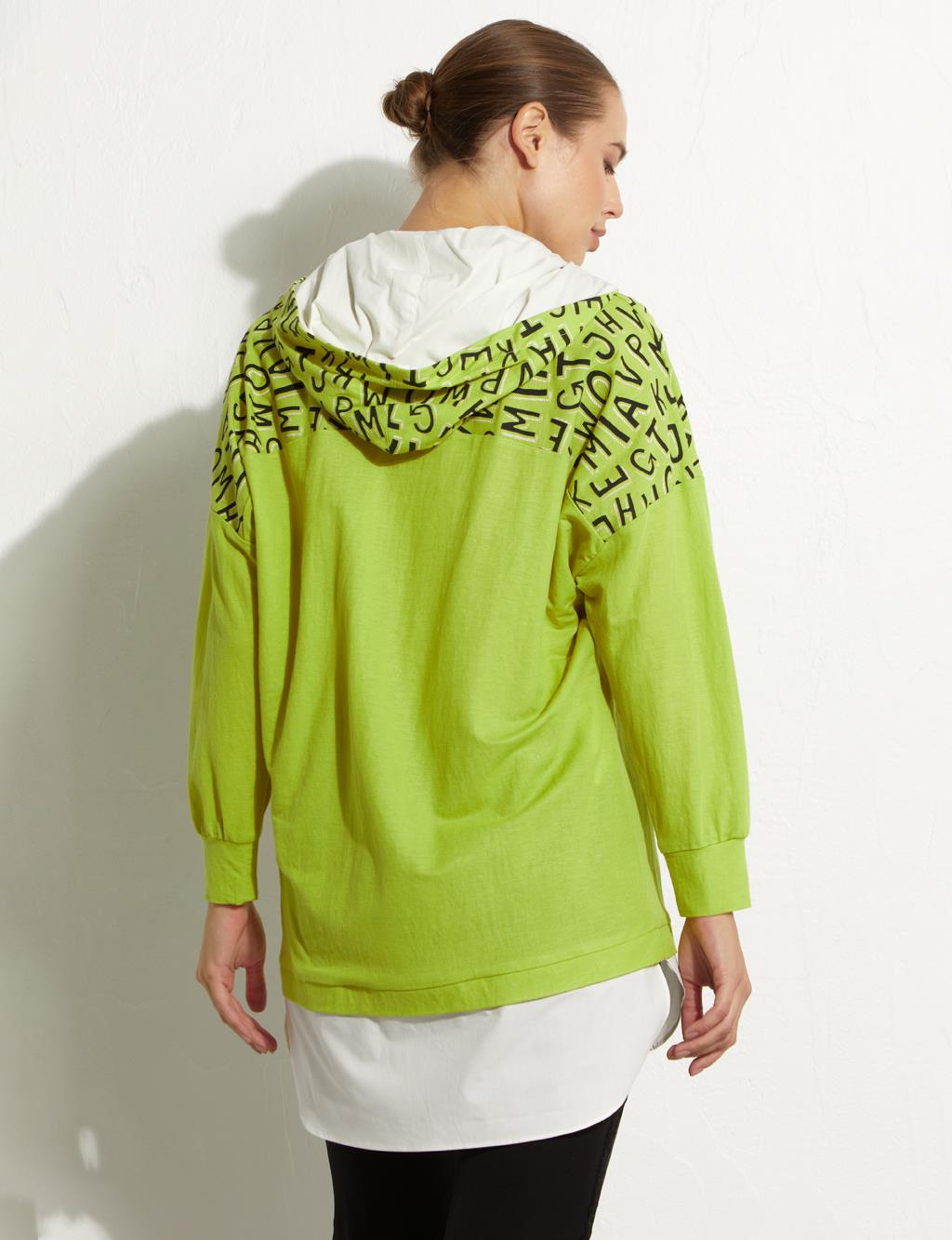 Grafik Baskılı Sweatshirt Fıstık Yeşili