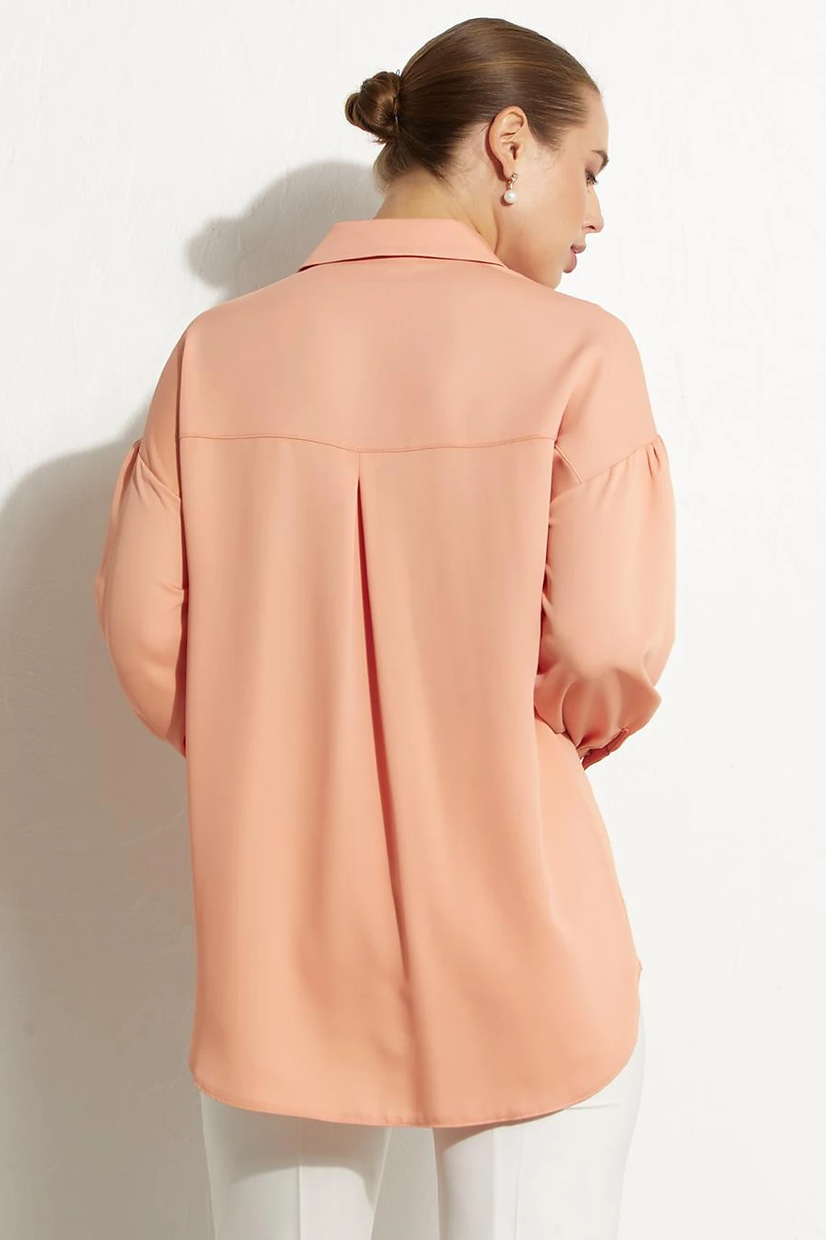 Hidden Placket Lacy Tunic Peach