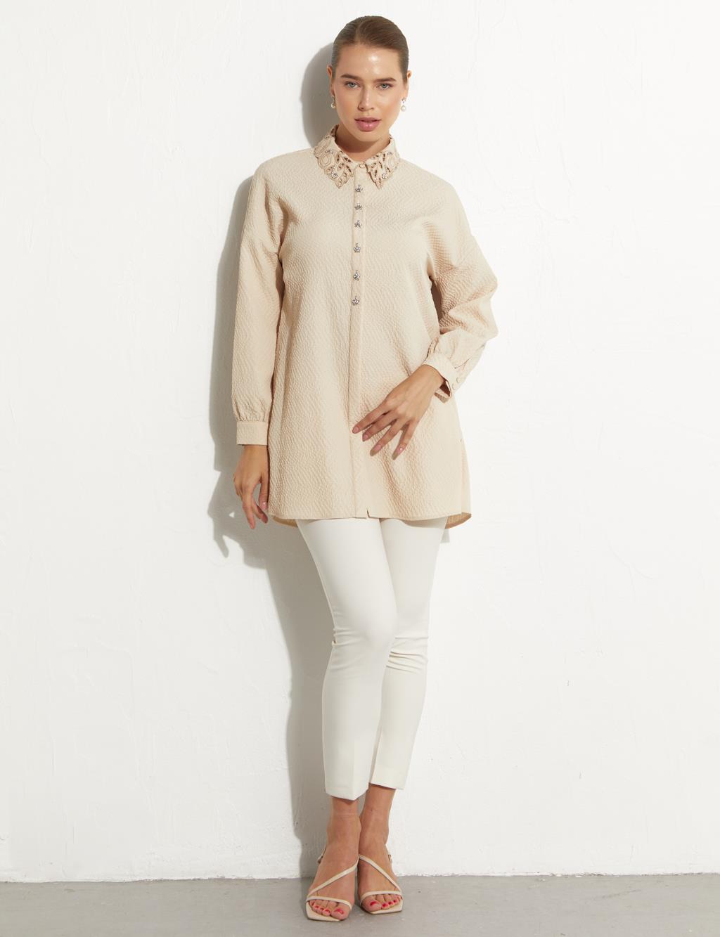 Embroidered Stone Tunic Cream Color