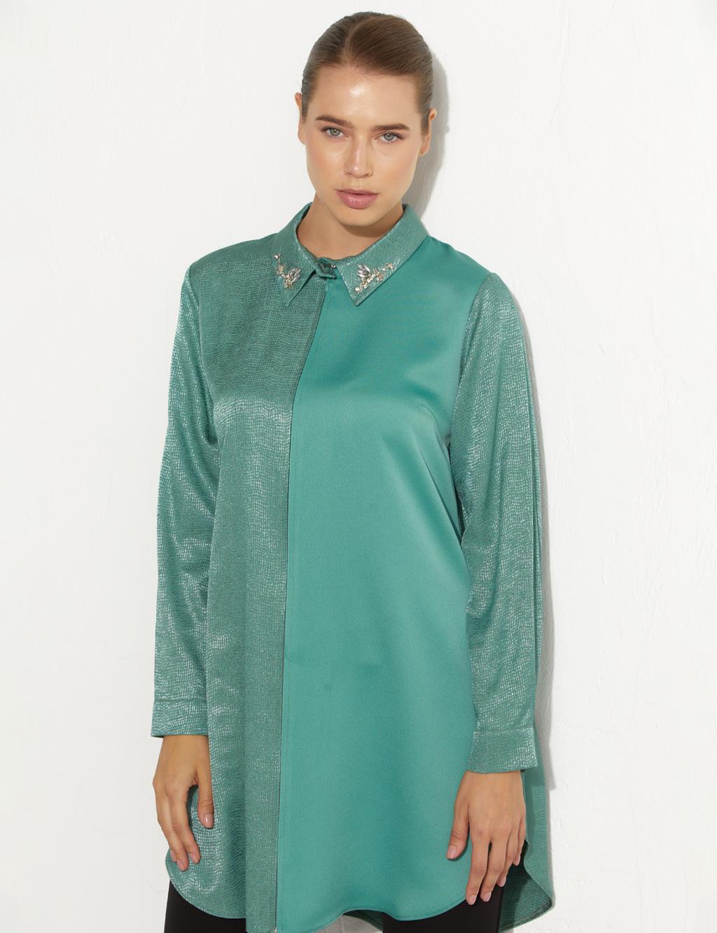 Fermuar Kapamalı Tunik Göl Yeşili