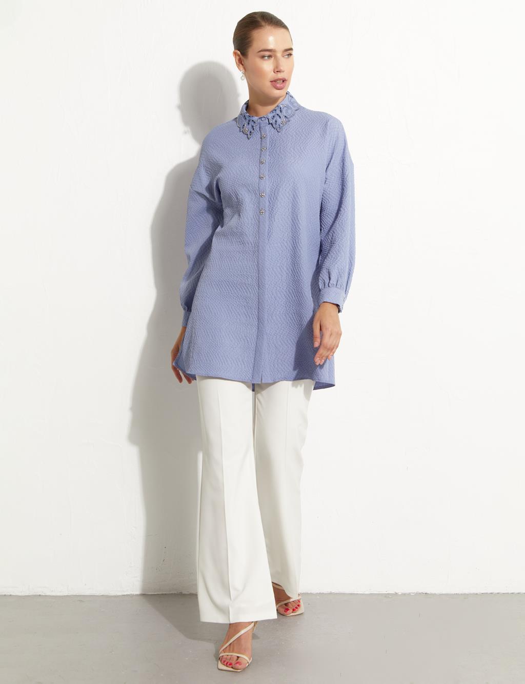 Embroidered Stone Tunic Sky Blue