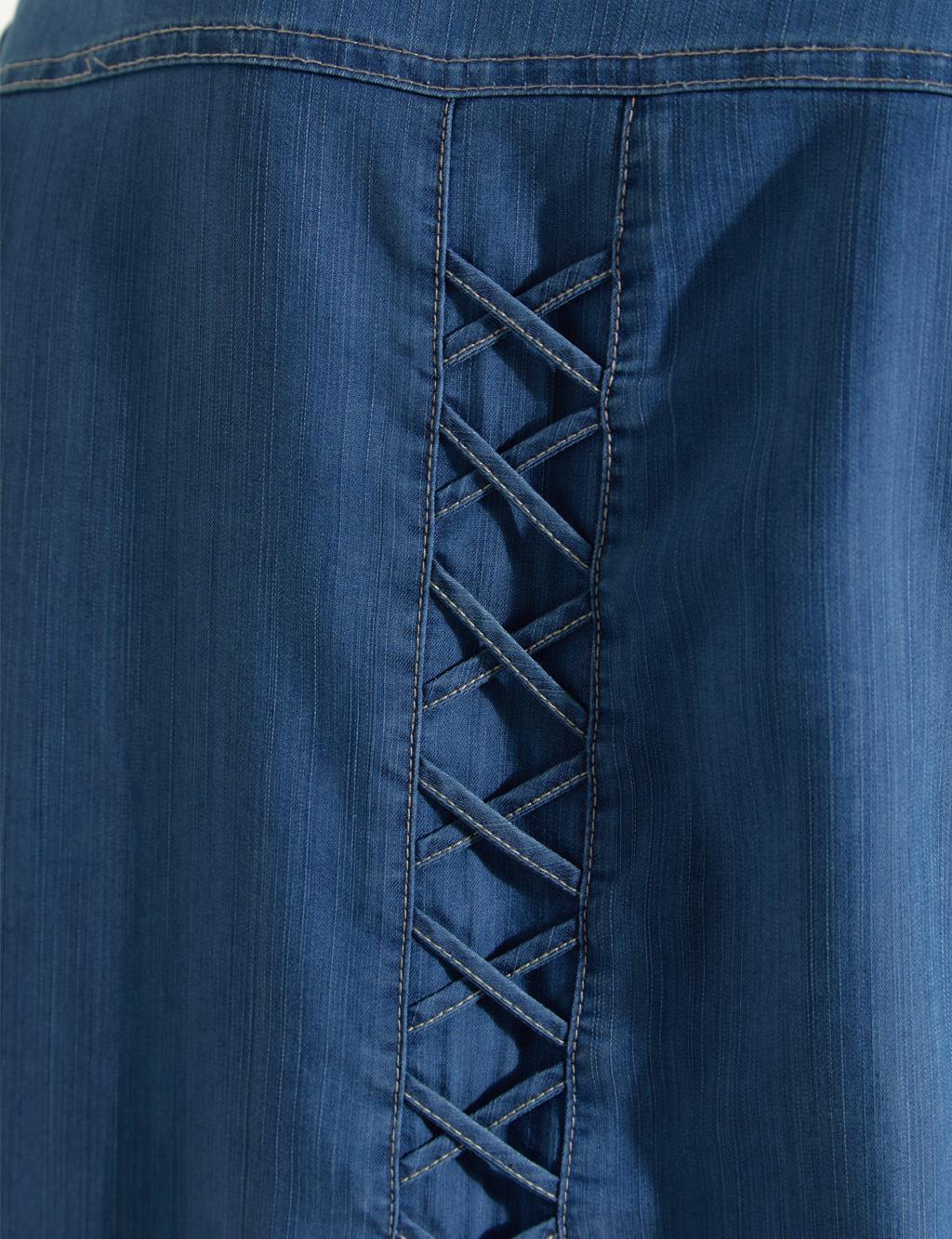 Yarım Patlı Denim Tunik İndigo
