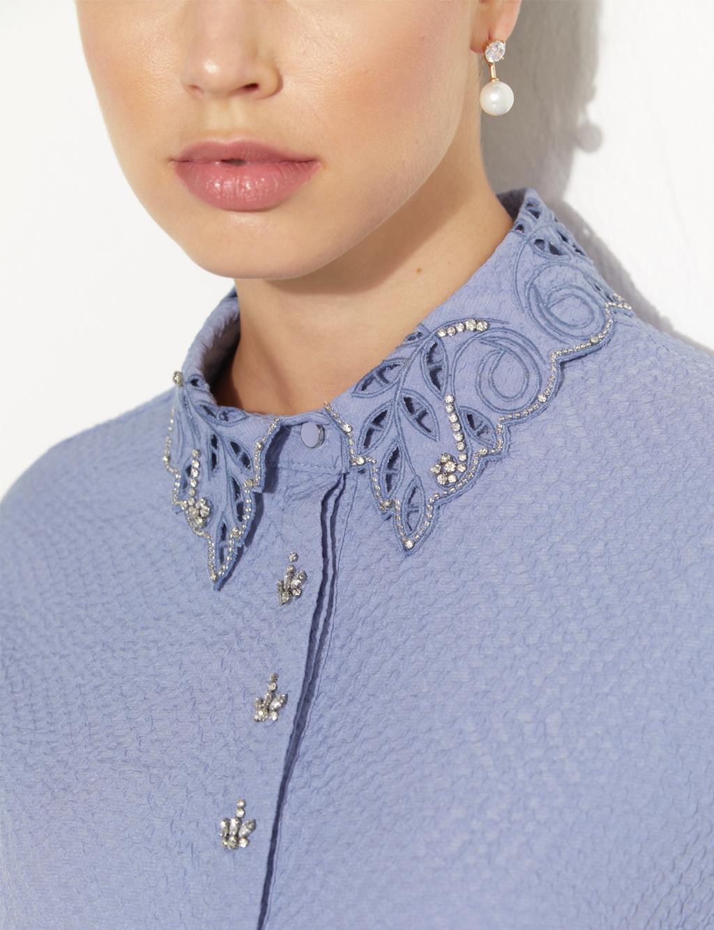 Embroidered Stone Tunic Sky Blue