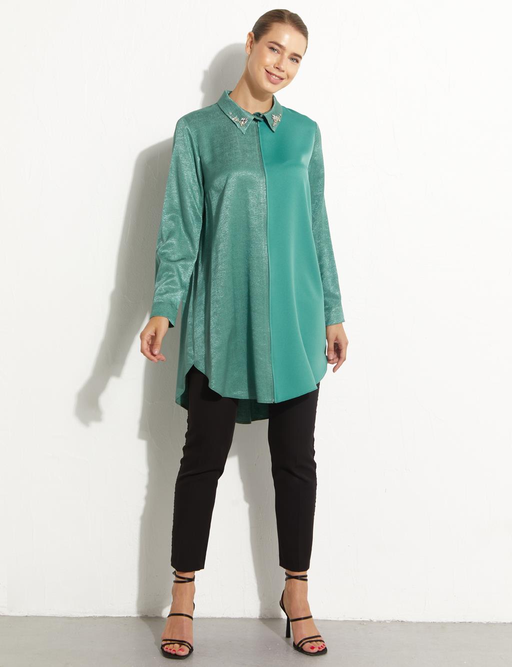 Fermuar Kapamalı Tunik Göl Yeşili