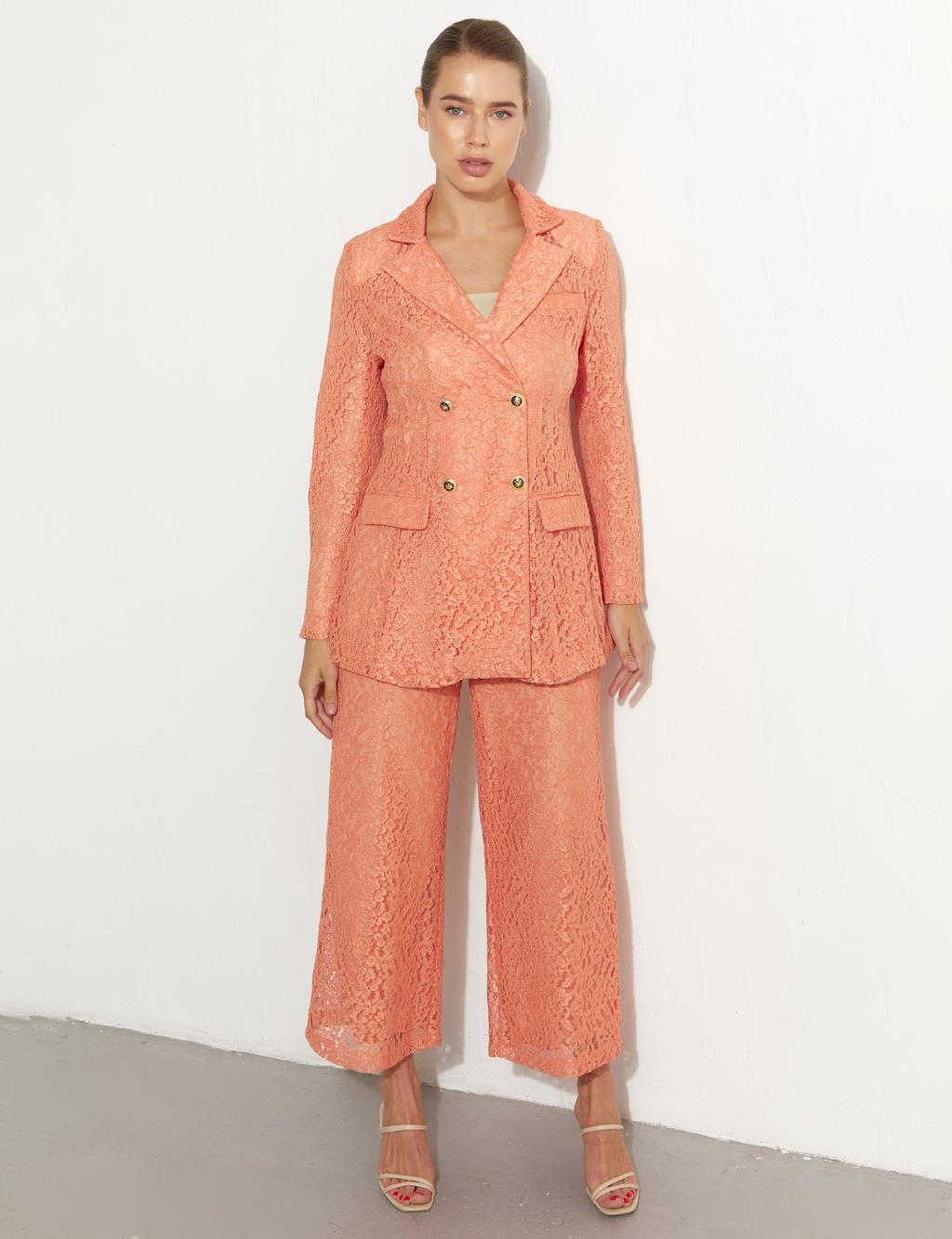 Lacy Jacket Pants Double Suit Peach