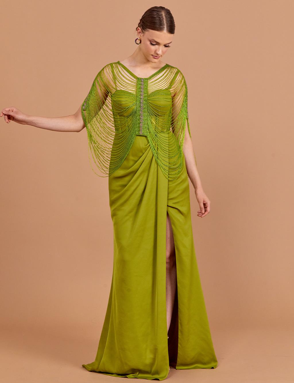 Bead Embroidered Bolero Evening Dress Oil