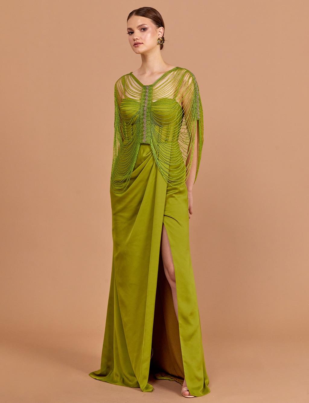 Bead Embroidered Bolero Evening Dress Oil