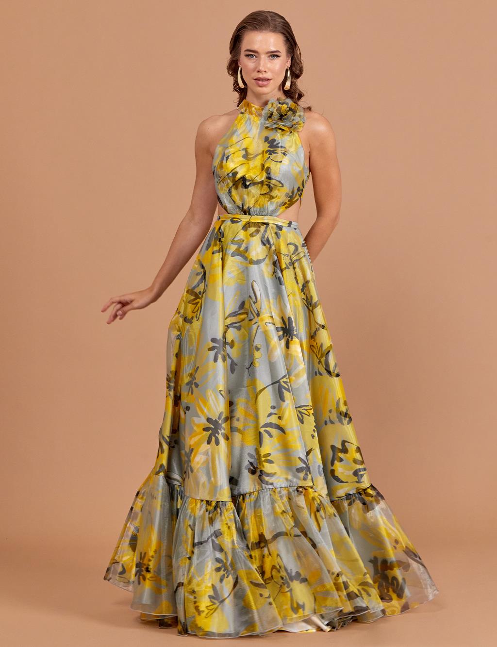 Yellow gray deals dress