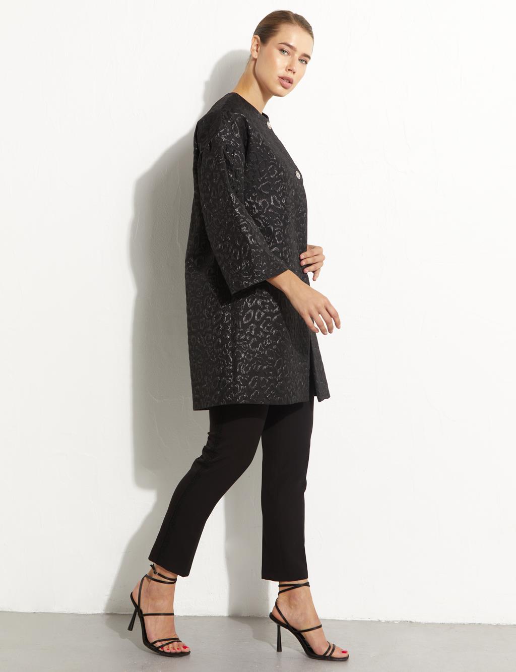 Jacquard Animal Print Jacket Black