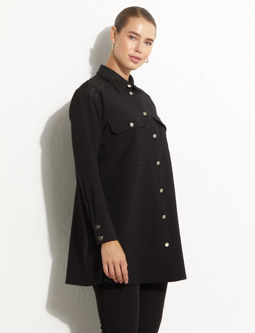 Metal Button Shirt Black