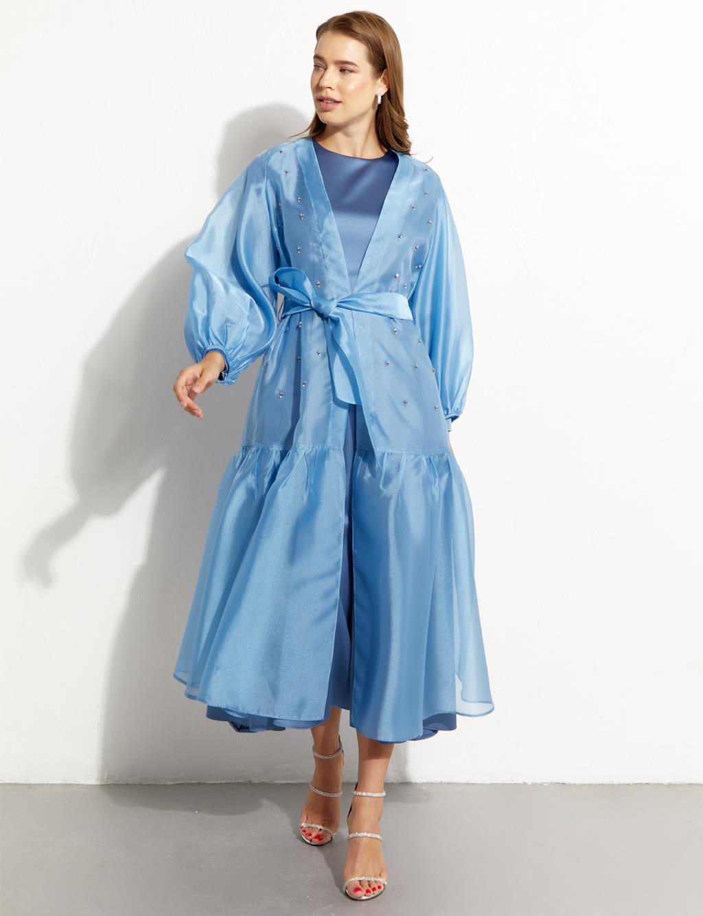 Organza Kaftan Double Suit Indigo