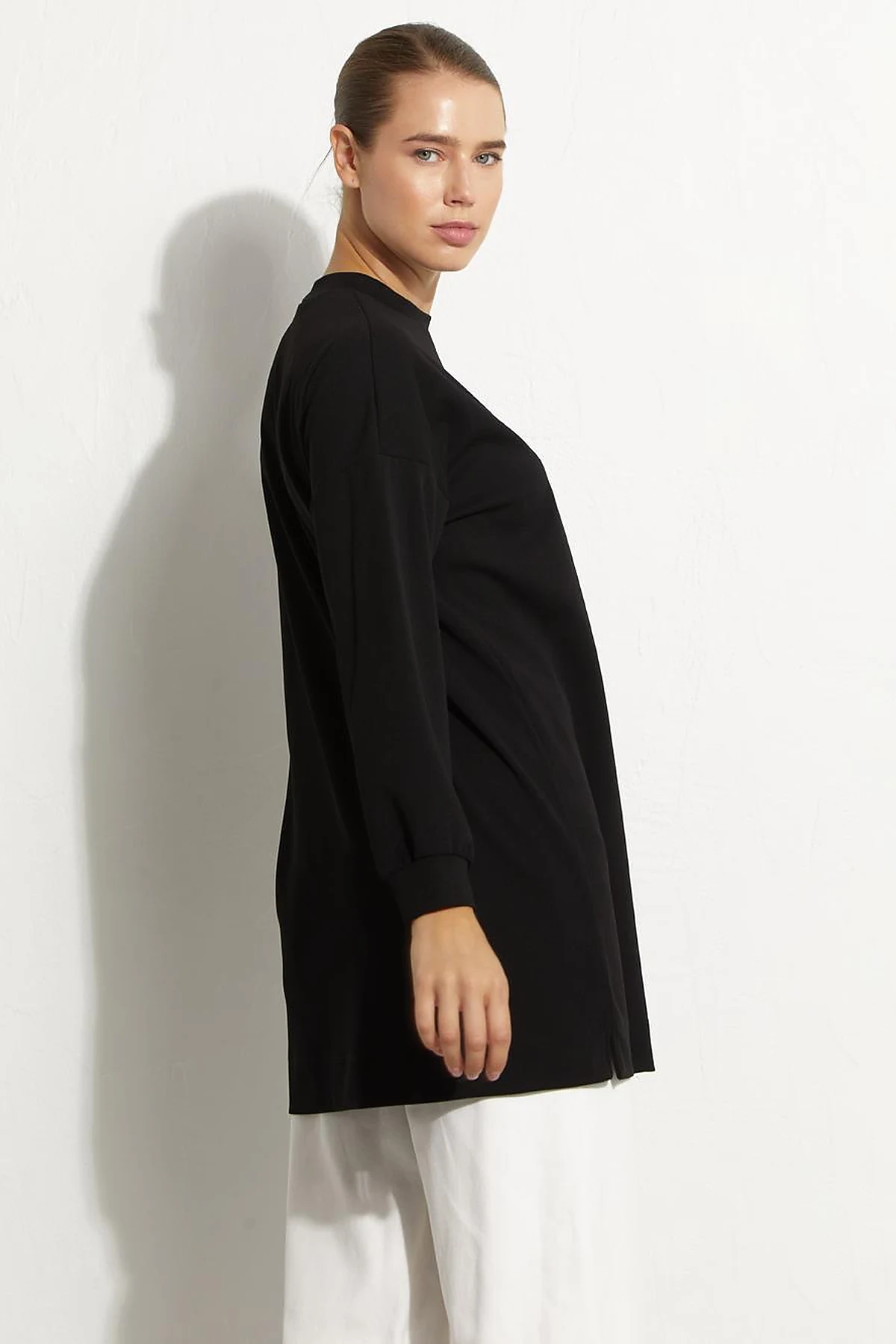 Slogan Embroidered Sweat Black