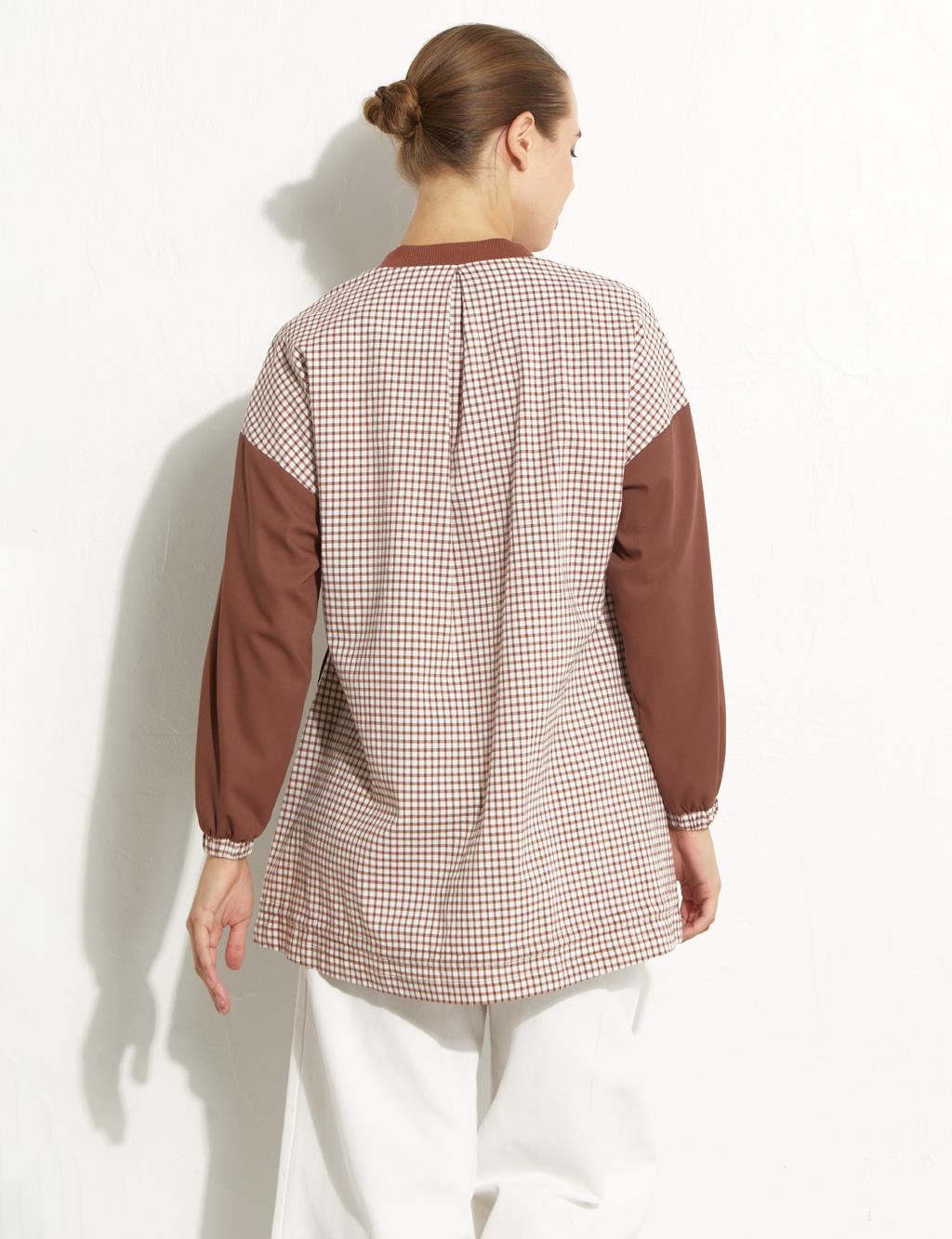 Double Pocket Check Jacket Brown-White