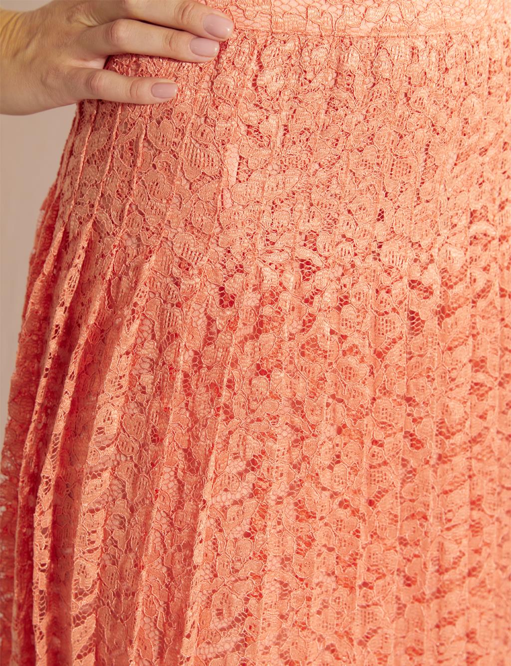 Pleated Lace Skirt Peach