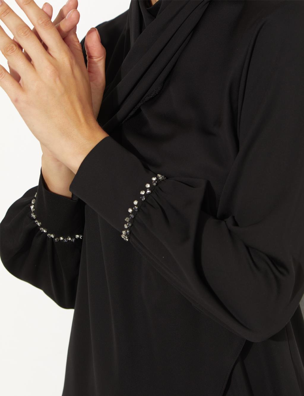Shawl Collar Wrapped Tunic Black