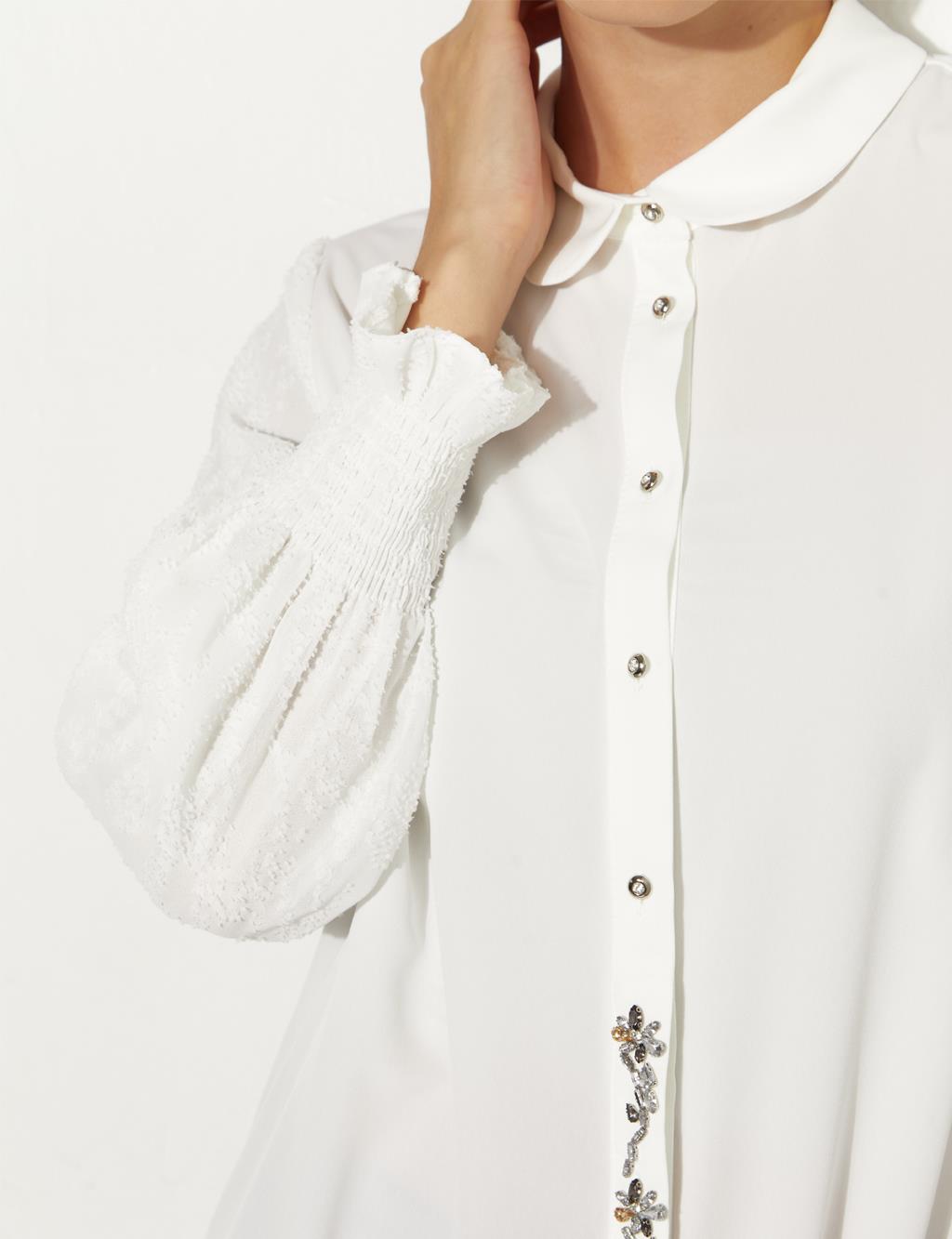 Embroidered Baby Collar Tunic Ecru