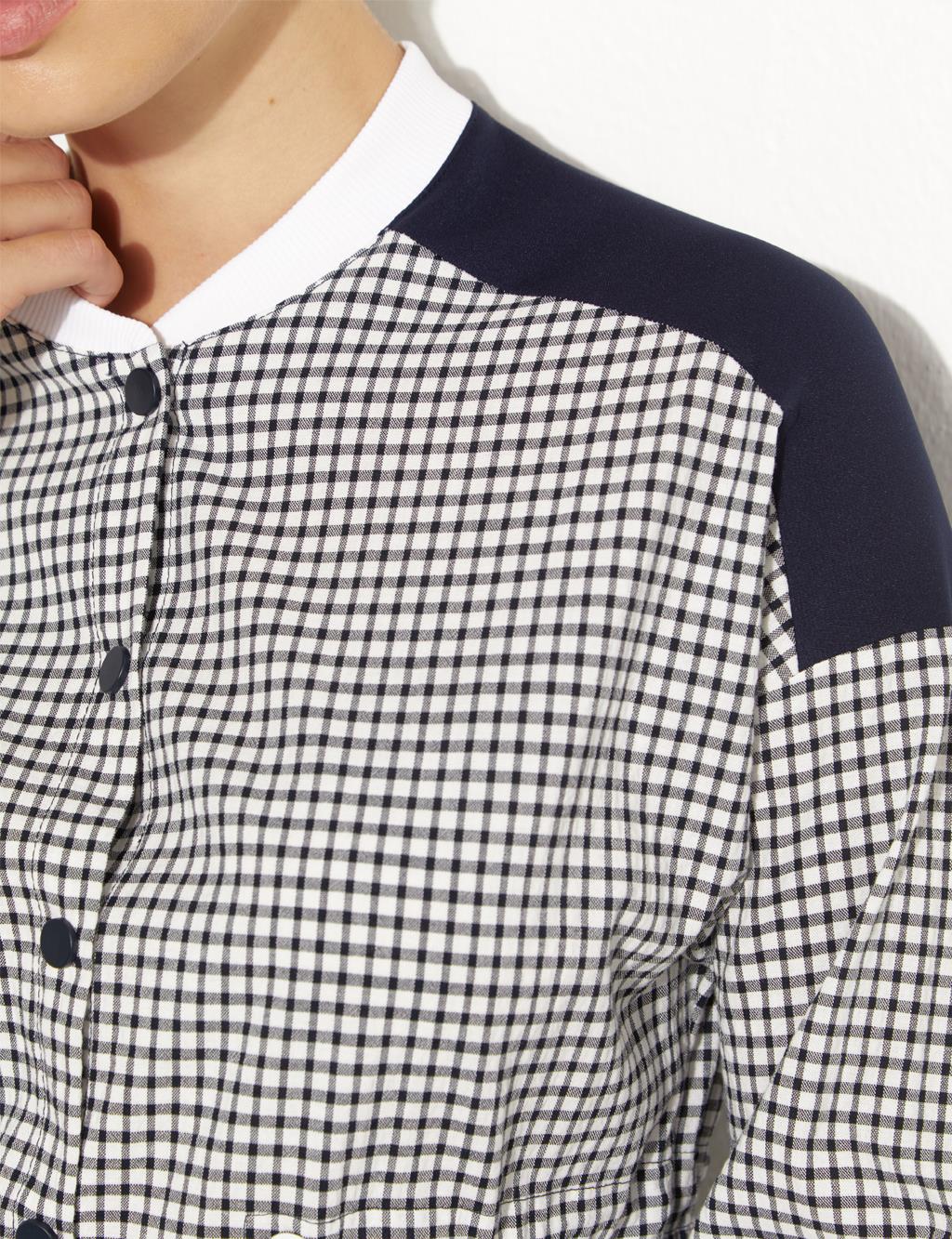 Checkered Grandad Collar Tunic Navy-White