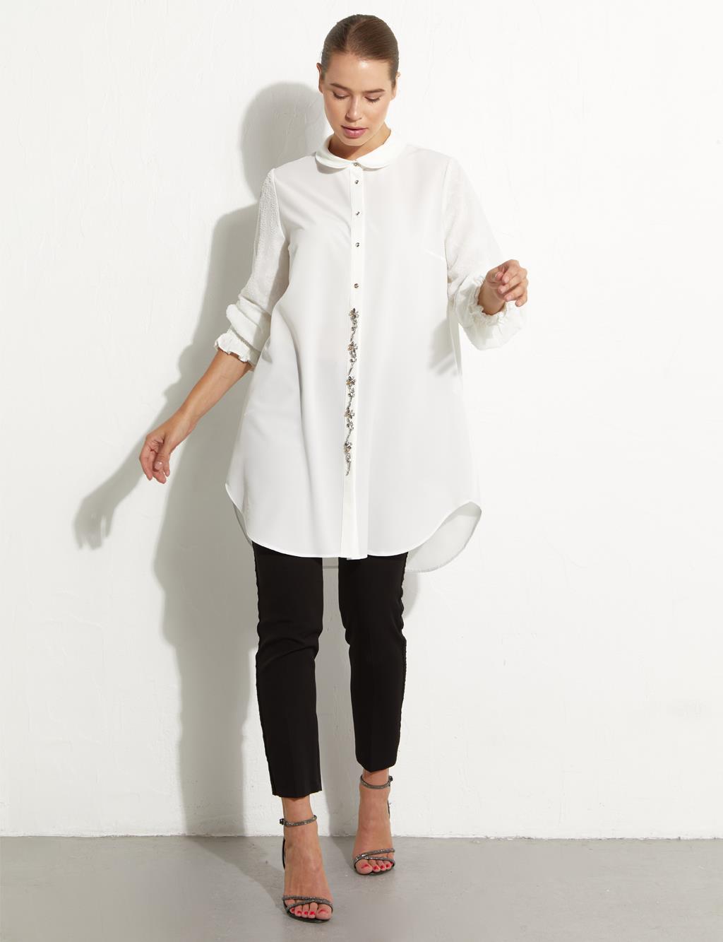 Embroidered Baby Collar Tunic Ecru