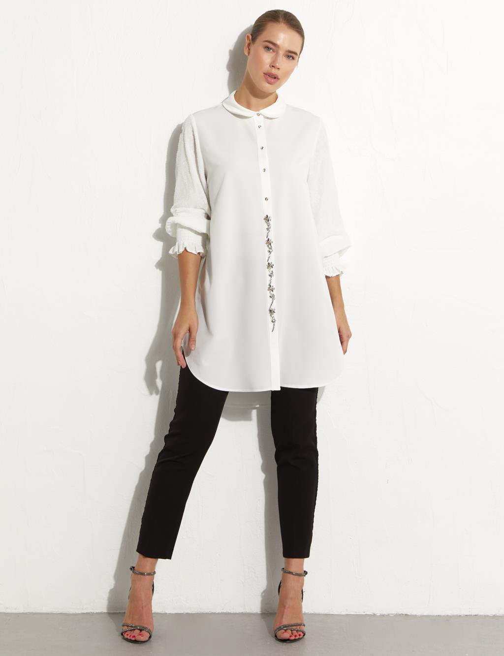 Embroidered Baby Collar Tunic Ecru