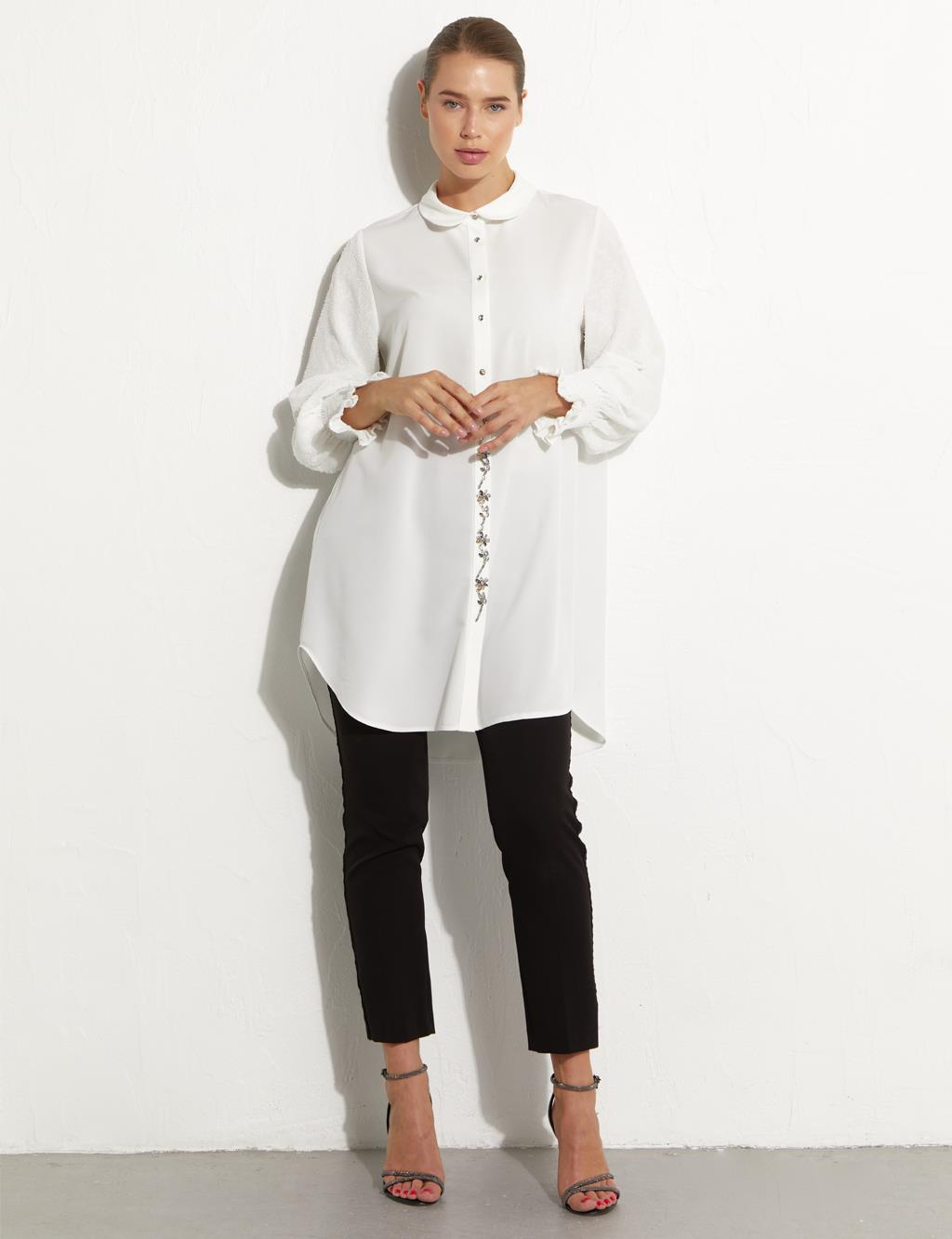 Embroidered Baby Collar Tunic Ecru