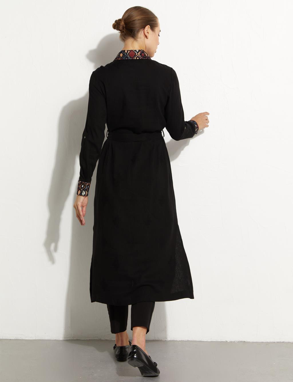 Collar and Cuff Detailed Tunic Black