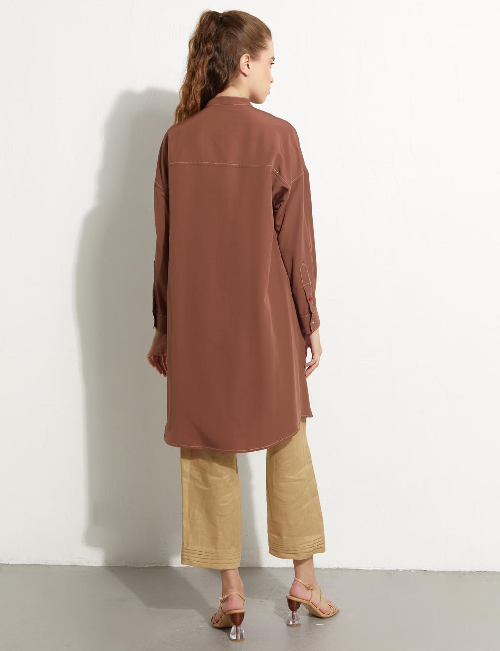 Contrast Stitched Pocket Tunic Cinnamon