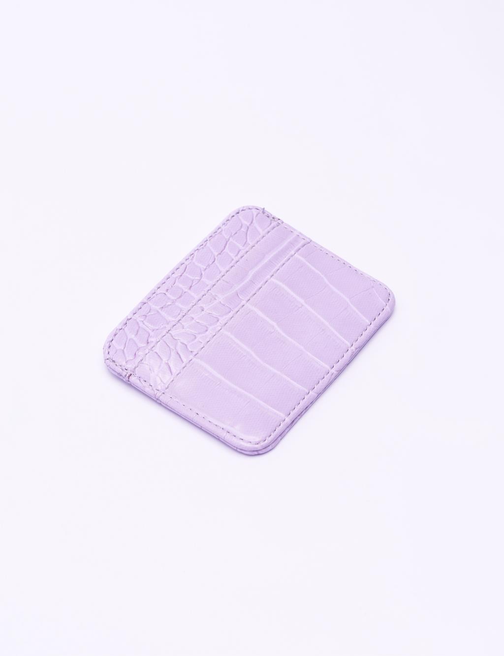 Croco Patterned Card Holder Lilac