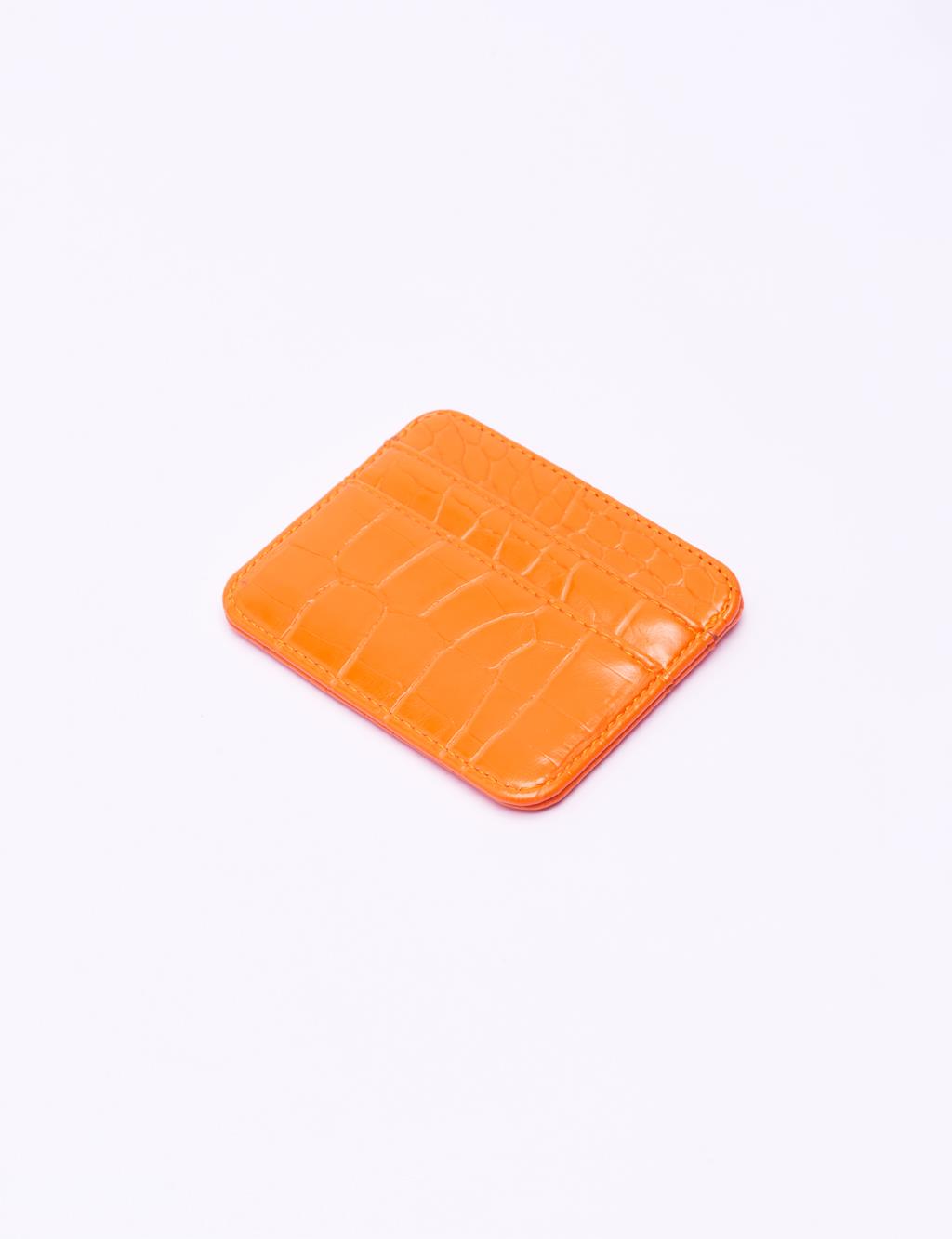 Croco Patterned Card Holder Orange