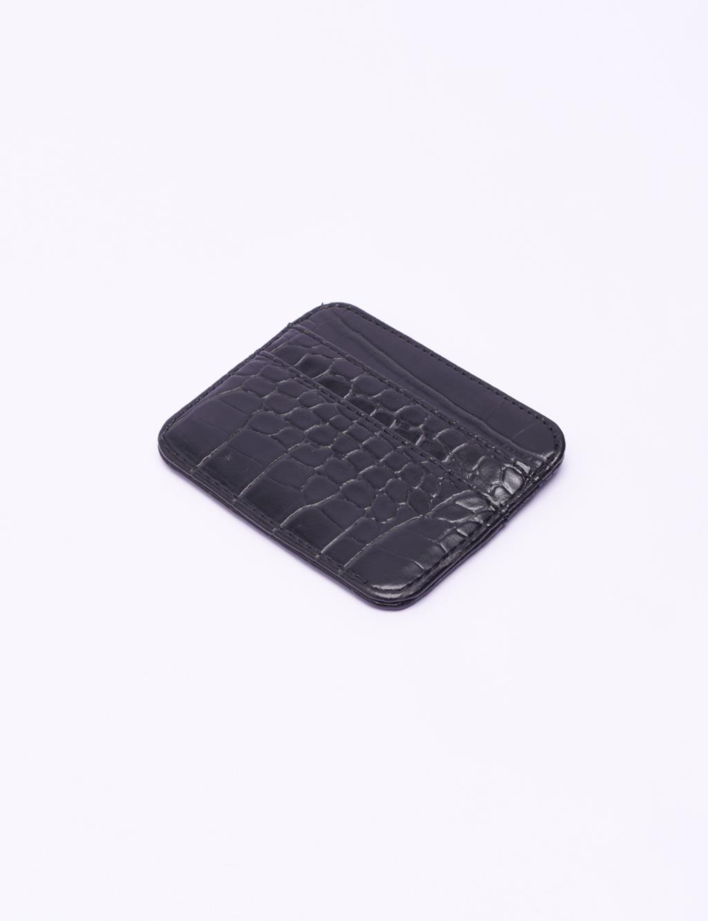 Croco Patterned Card Holder Black