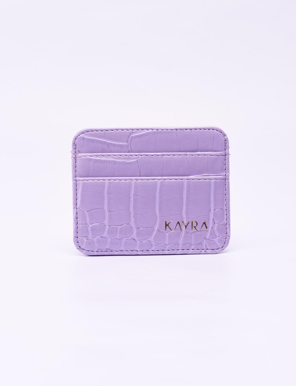 Croco Patterned Card Holder Lilac