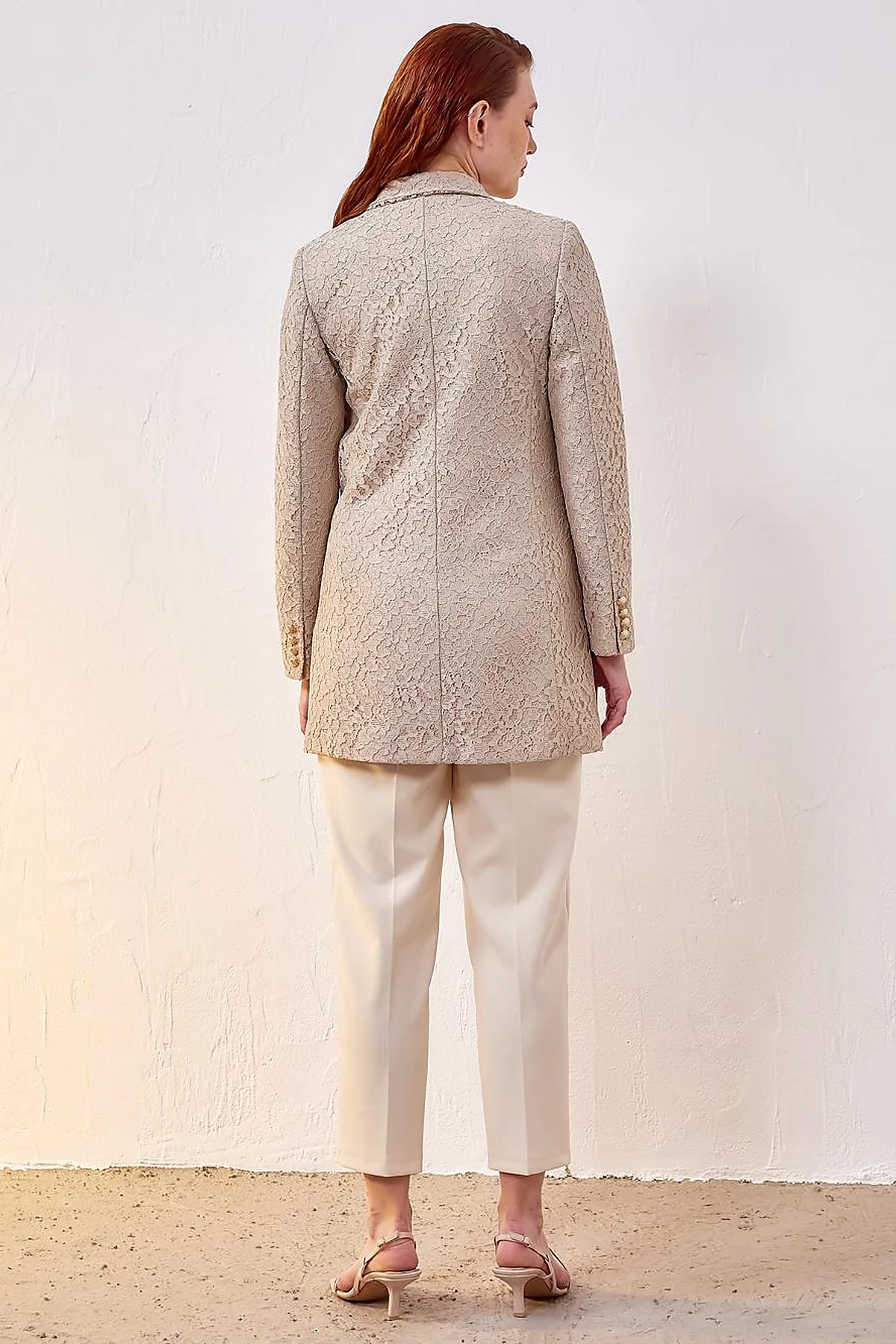 Lace Blazer Jacket Sand Beige