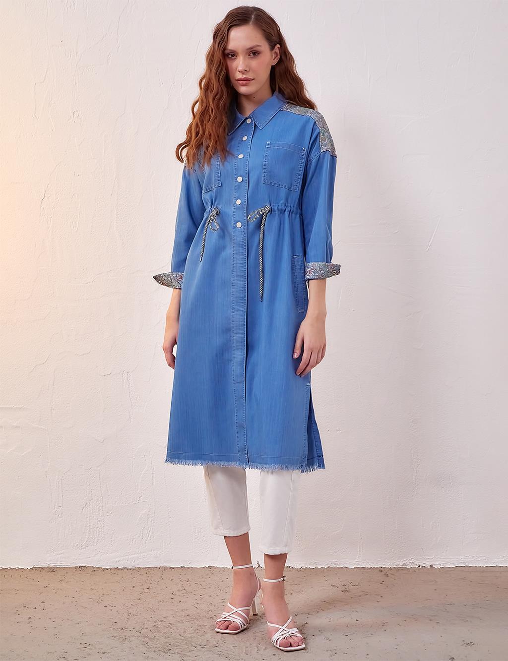 Skirt Tasseled Denim Abaya Blue KA-B23-25046-09-Kayra