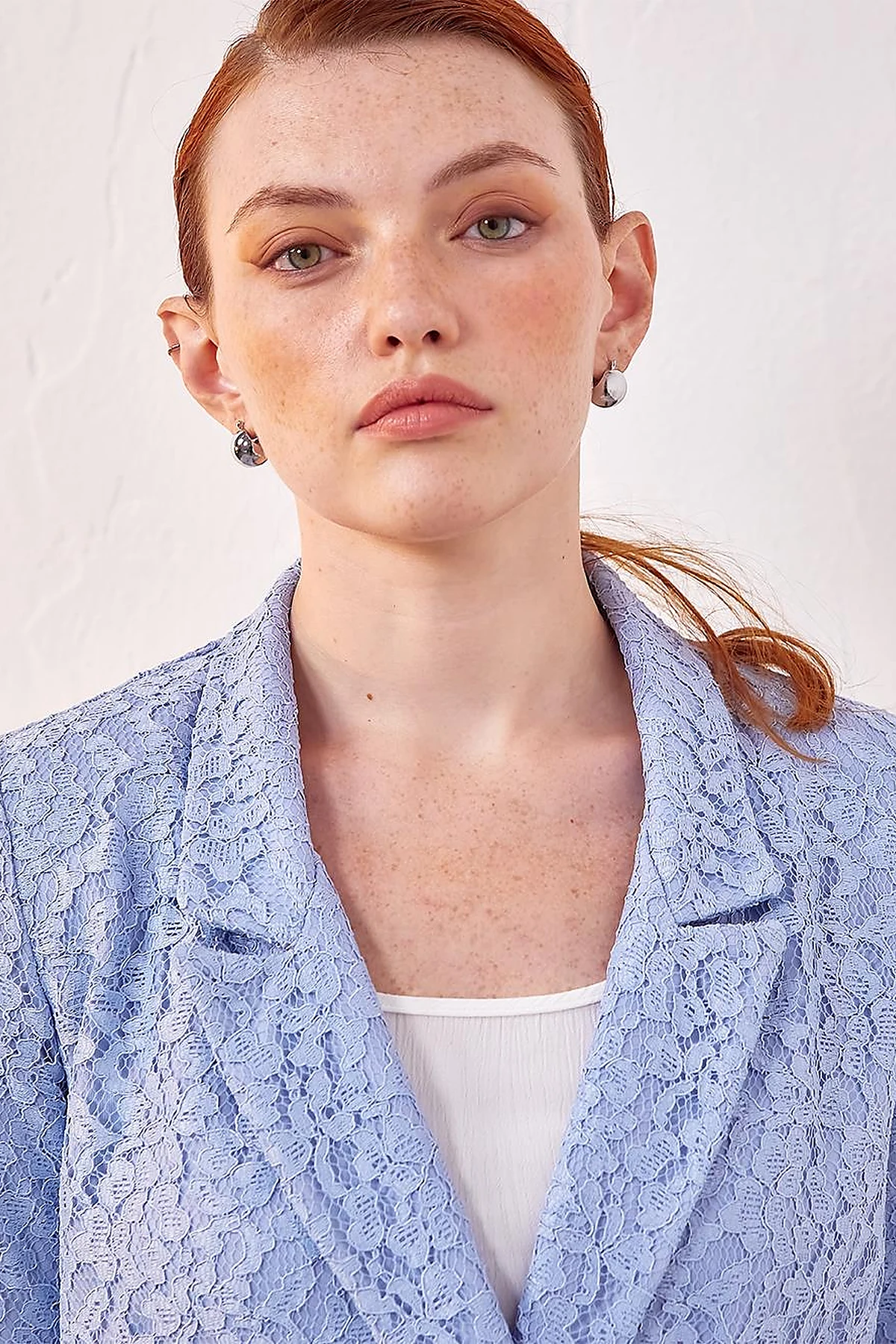 Lace Blazer Jacket Blue